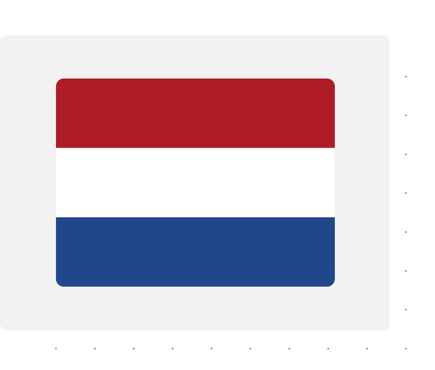 Dutch flag on light grey background
