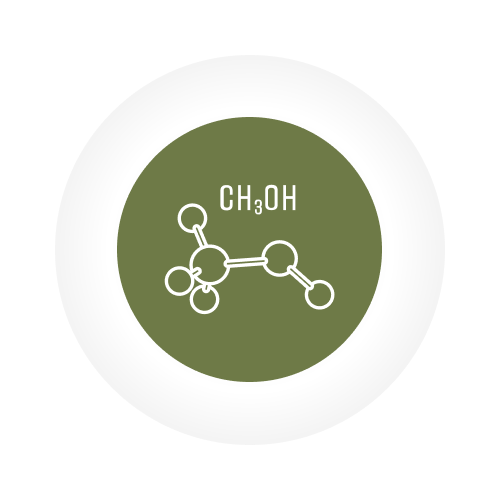 green circular background with grey and white outer rings - line drawing of